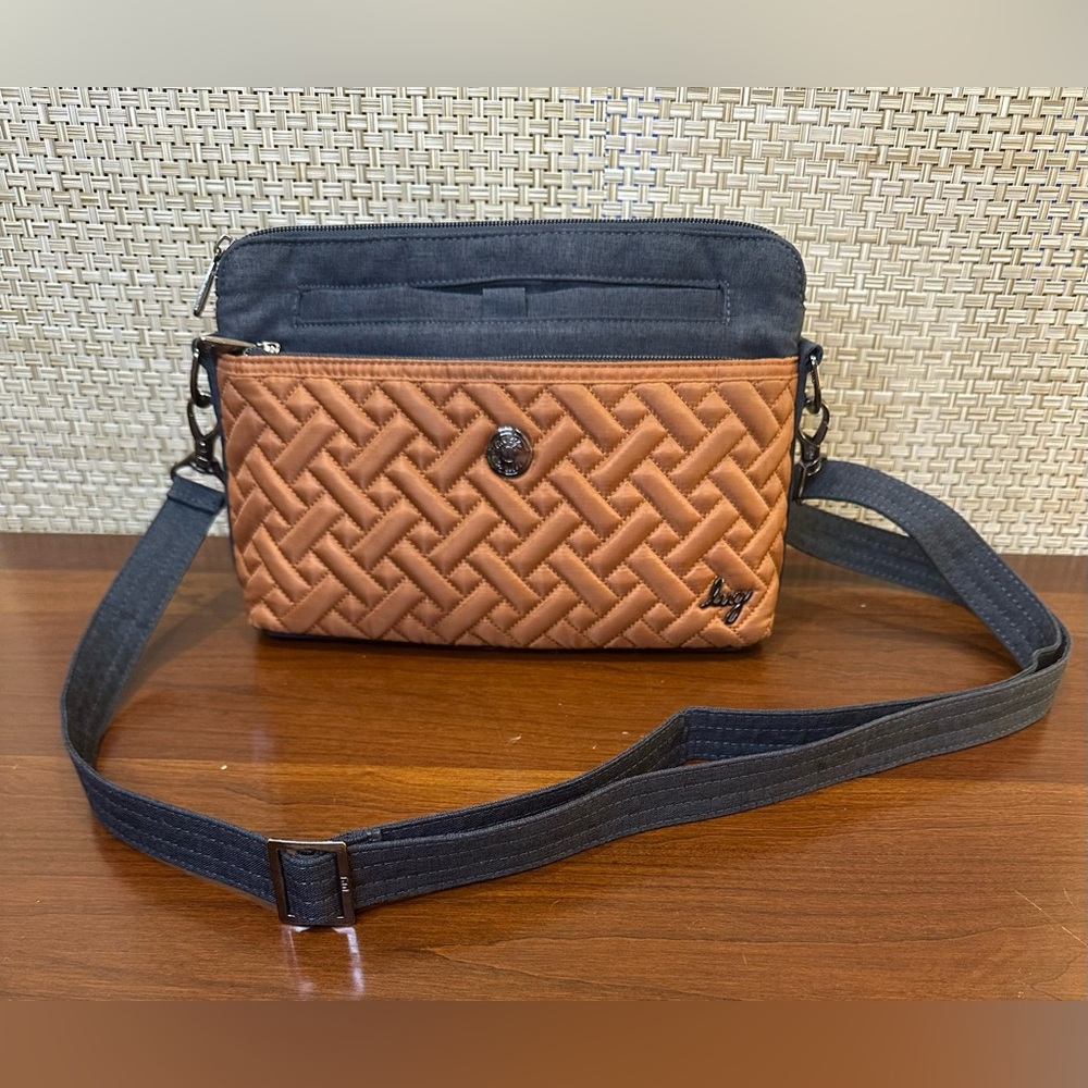 🌟3xHP🌟Lug Indigo Copper Pirouette Crossbody/Belt Bag RFID Protection